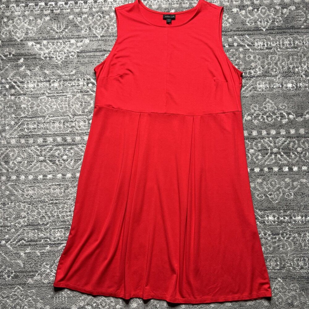 J. Jill Wearever Pleated Sleeveless Red Knit Dress Womens Size 1X Stretch